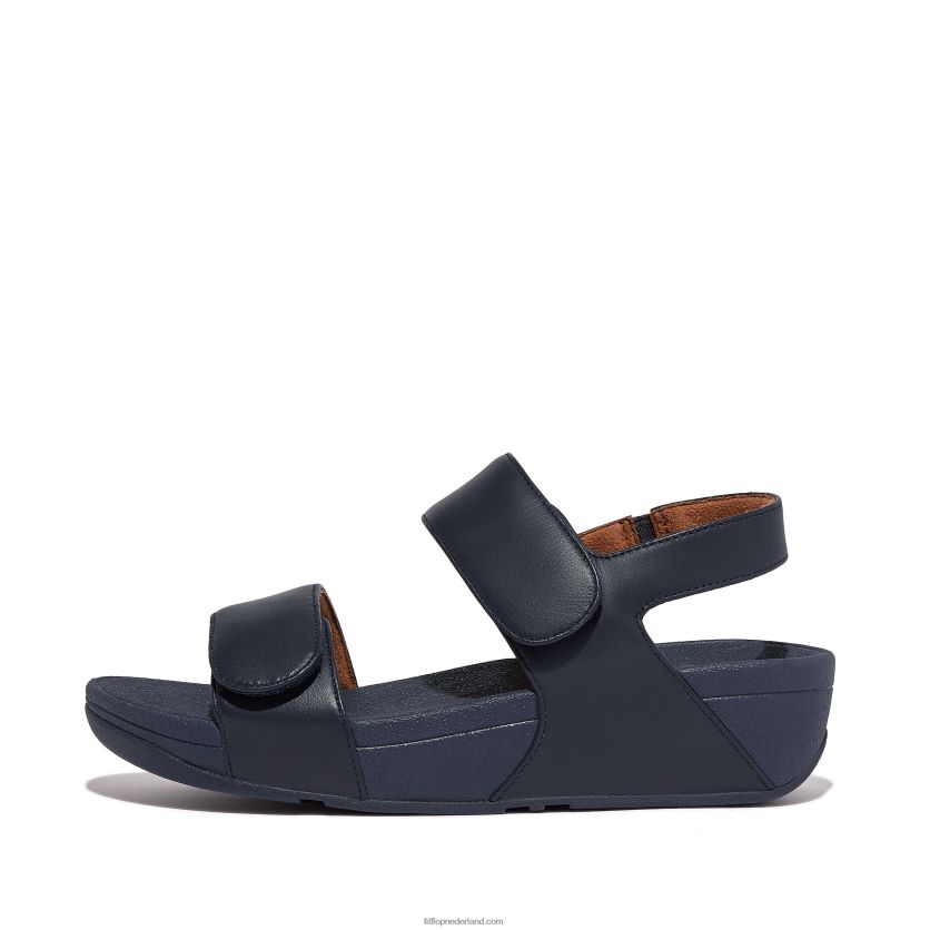 lulu verstelbare leren sandalen vrouwen Fitflop F4BXJ852 middernacht marine