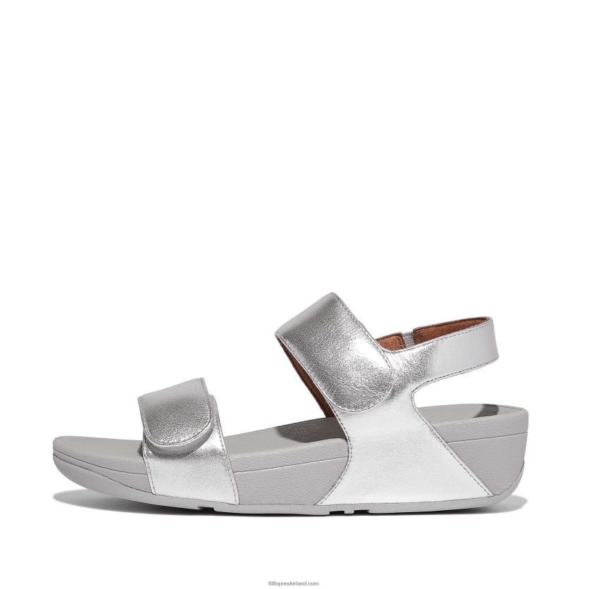 lulu verstelbare leren sandalen vrouwen Fitflop F4BXJ854 zilver