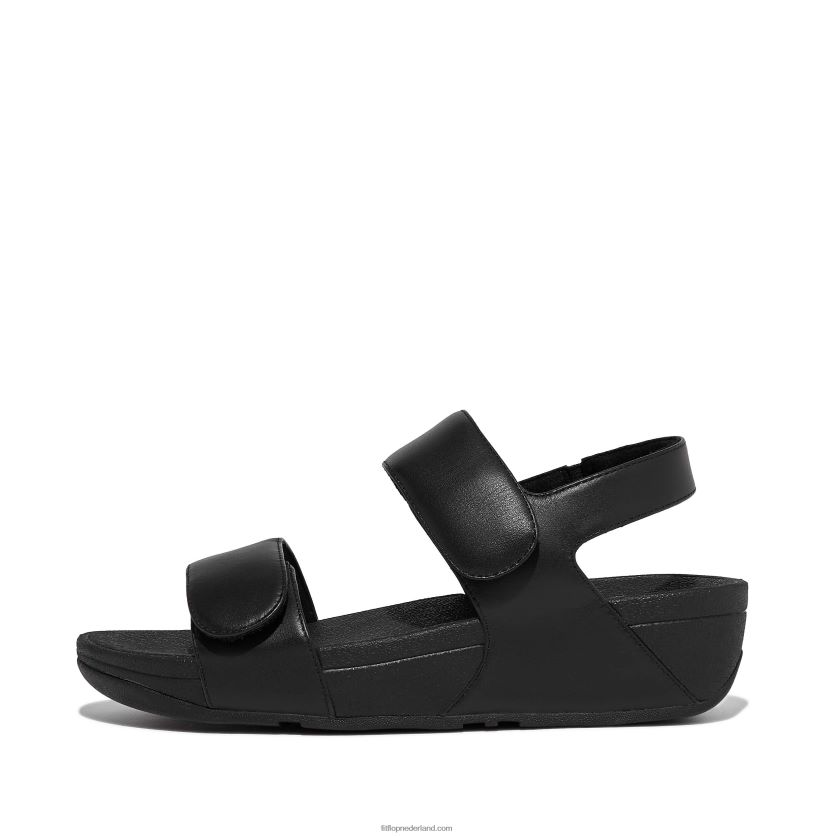 lulu verstelbare leren sandalen vrouwen Fitflop F4BXJ855 helemaal zwart