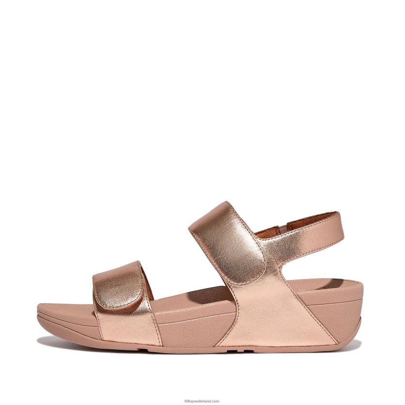 lulu verstelbare leren sandalen vrouwen Fitflop F4BXJ857 rosé goud