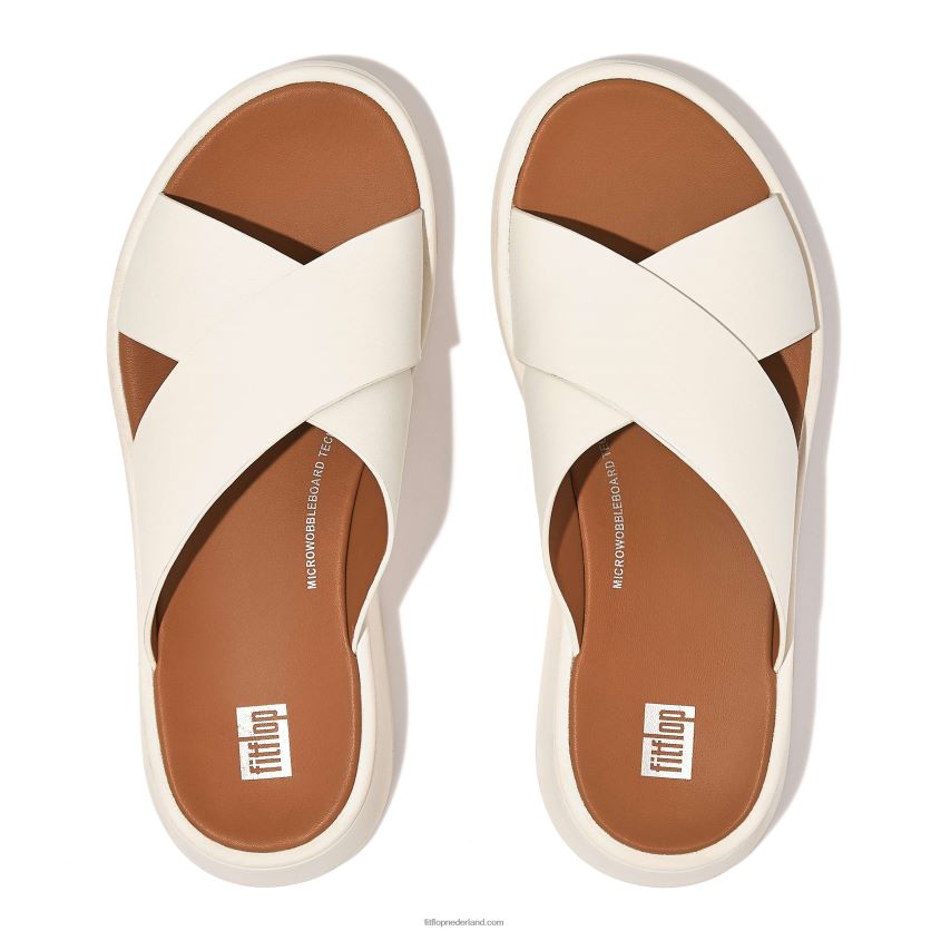 F-mode leren crossslippers met plateauzool vrouwen Fitflop F4BXJ8172 room