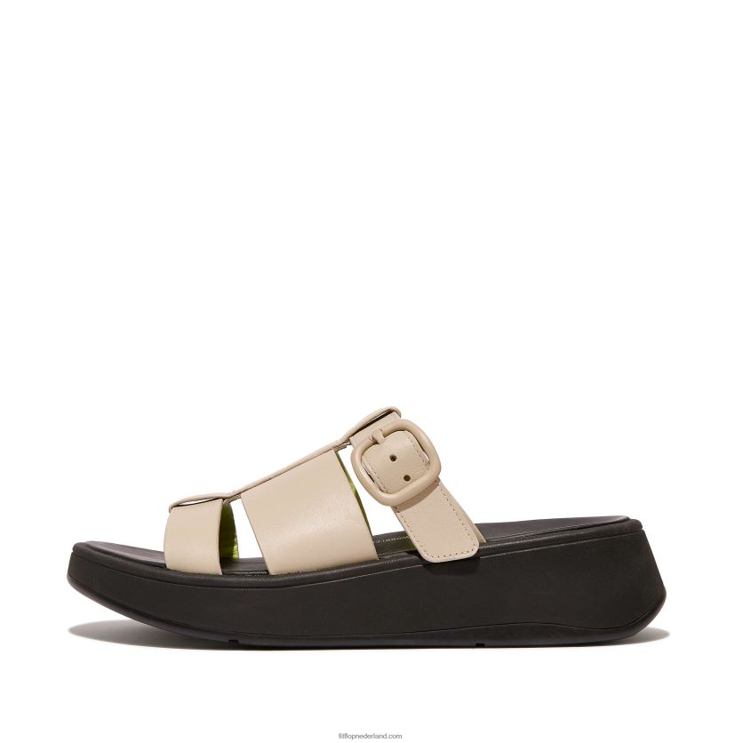 F-mode neon-pop leren vissersslippers met plateauzool vrouwen Fitflop F4BXJ8165 steen/geel