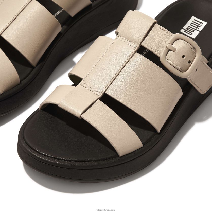 F-mode neon-pop leren vissersslippers met plateauzool vrouwen Fitflop F4BXJ8165 steen/geel