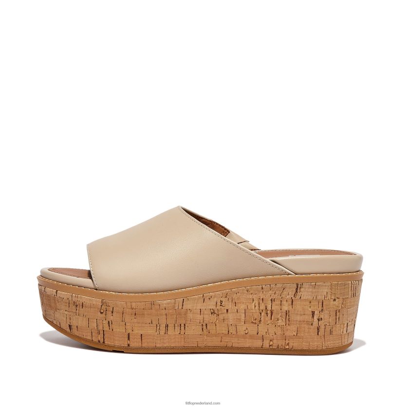 eloise leren sleehakken met kurkomwikkeling vrouwen Fitflop F4BXJ8152 steenbeige