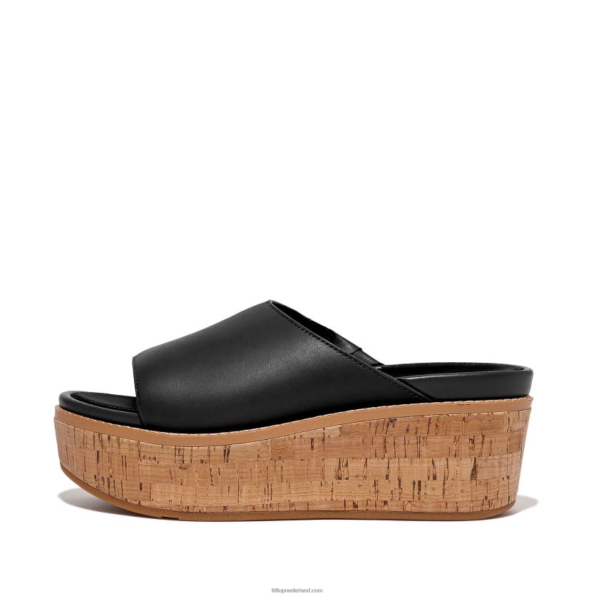 eloise leren sleehakken met kurkomwikkeling vrouwen Fitflop F4BXJ8153 zwart