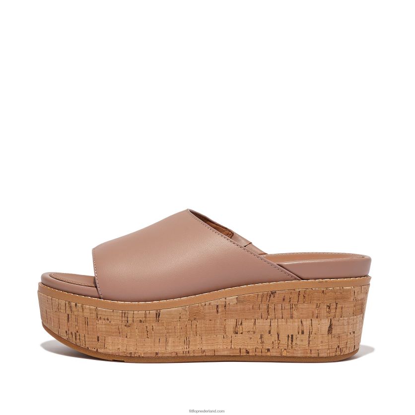 eloise leren sleehakken met kurkomwikkeling vrouwen Fitflop F4BXJ8154 beige
