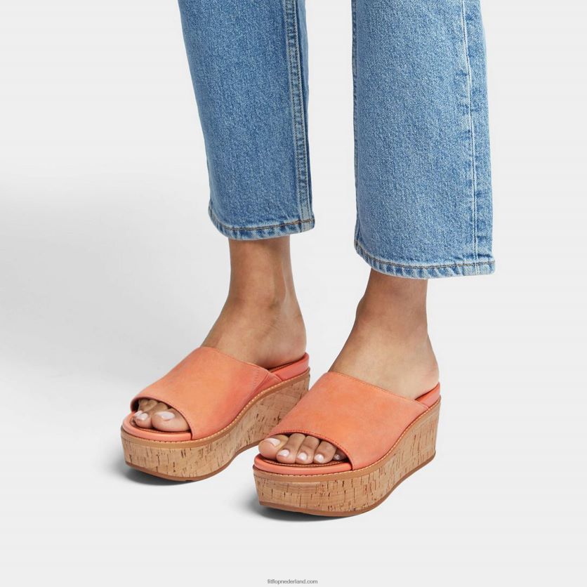 eloise suède sleehakken met kurkomwikkeling vrouwen Fitflop F4BXJ8155 zonneschijn koraal