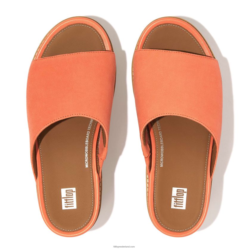 eloise suède sleehakken met kurkomwikkeling vrouwen Fitflop F4BXJ8155 zonneschijn koraal