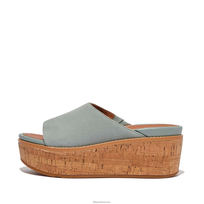 eloise suède sleehakken met kurkomwikkeling vrouwen Fitflop F4BXJ8156 koel blauw