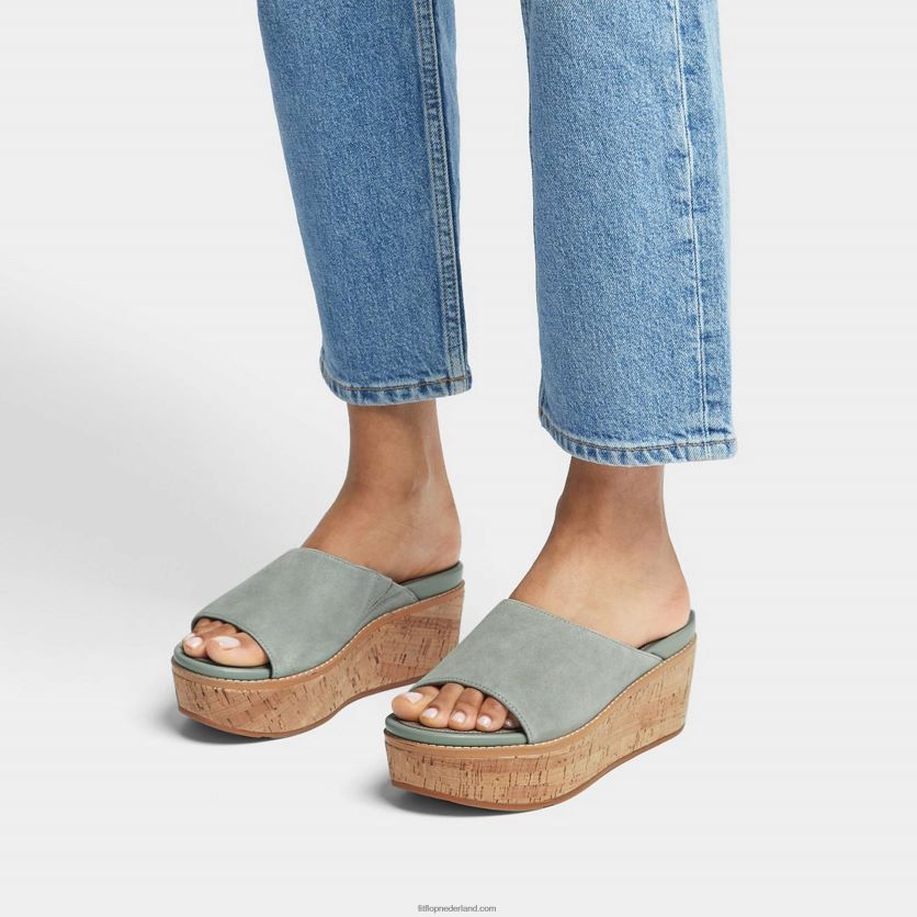 eloise suède sleehakken met kurkomwikkeling vrouwen Fitflop F4BXJ8156 koel blauw