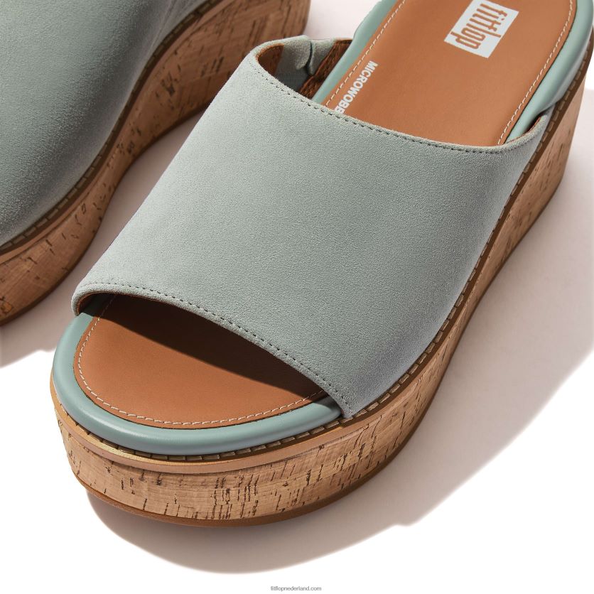 eloise suède sleehakken met kurkomwikkeling vrouwen Fitflop F4BXJ8156 koel blauw