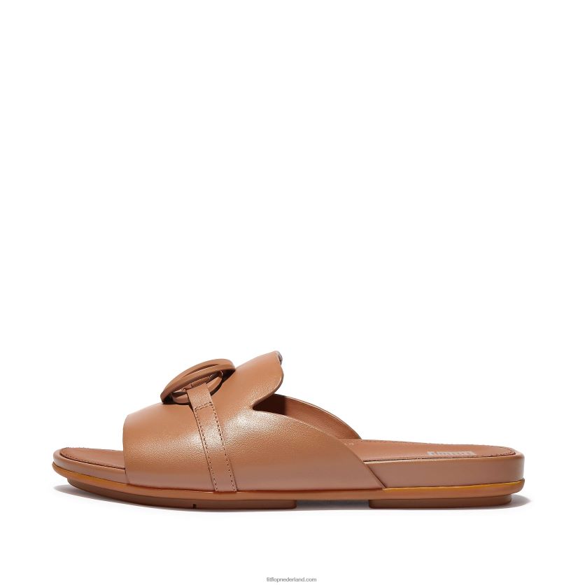 gracie circlet leren slippers vrouwen Fitflop F4BXJ8188 latte bruin
