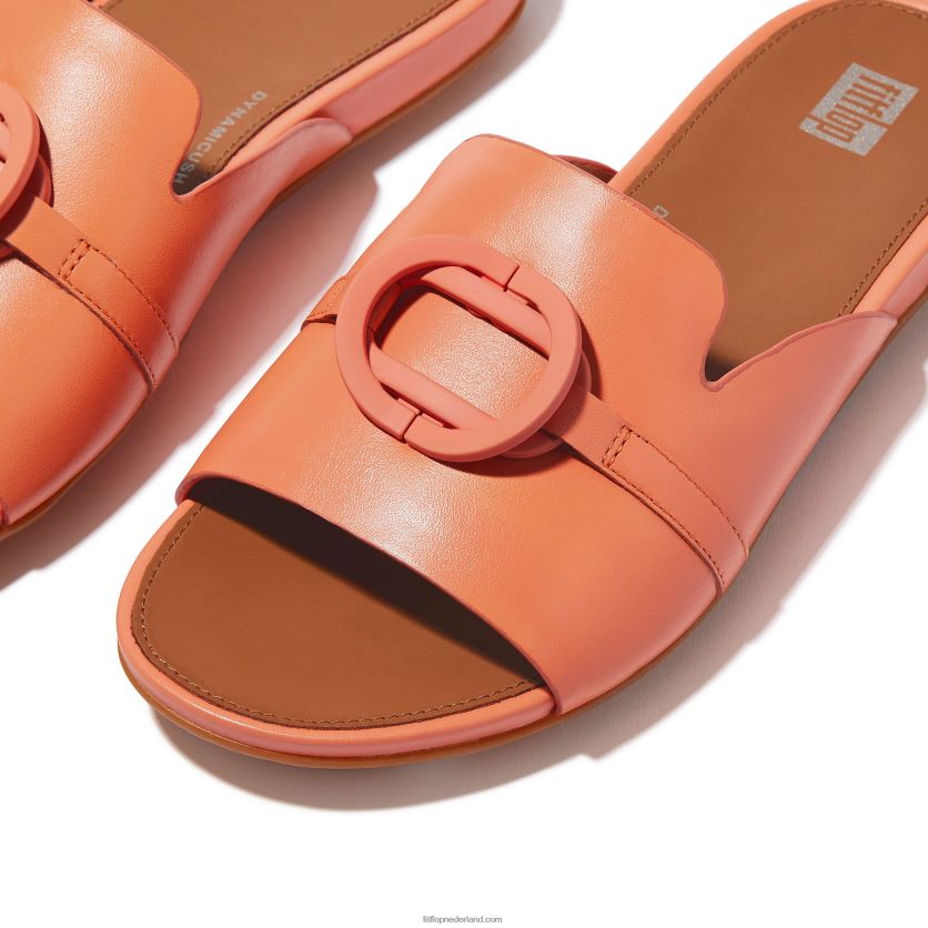 gracie circlet leren slippers vrouwen Fitflop F4BXJ8190 zonneschijn koraal