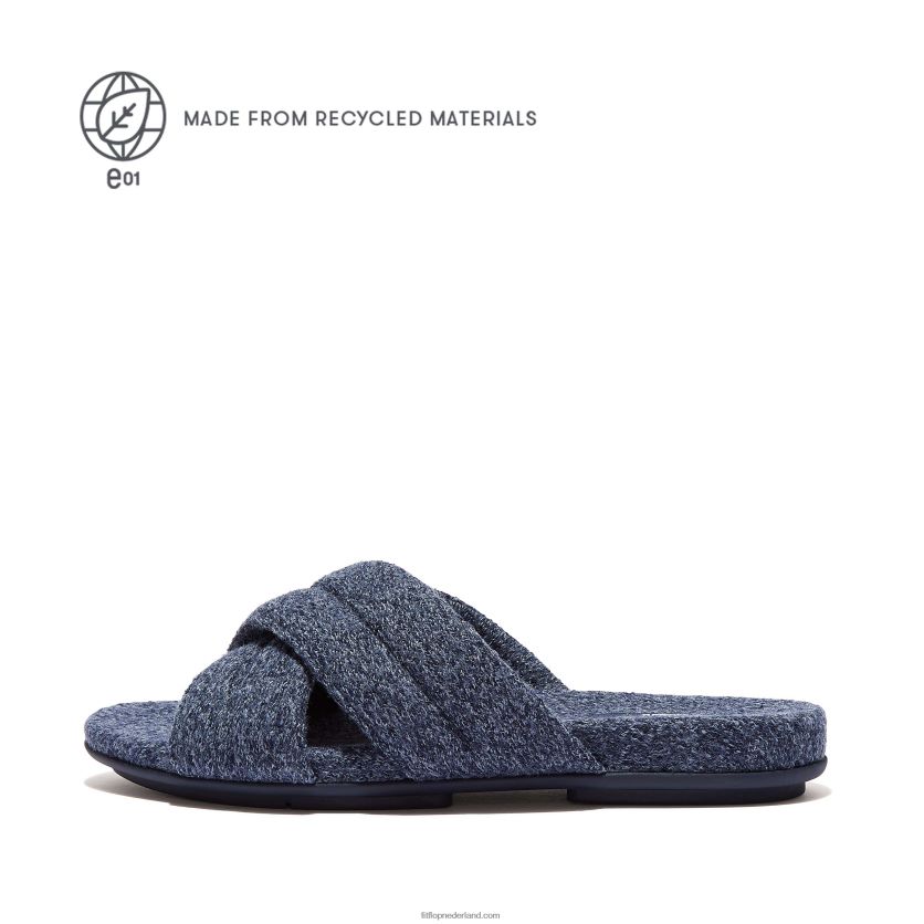 gracie e01 gekruiste sledes van merinowolmix vrouwen Fitflop F4BXJ8332 middernacht marine