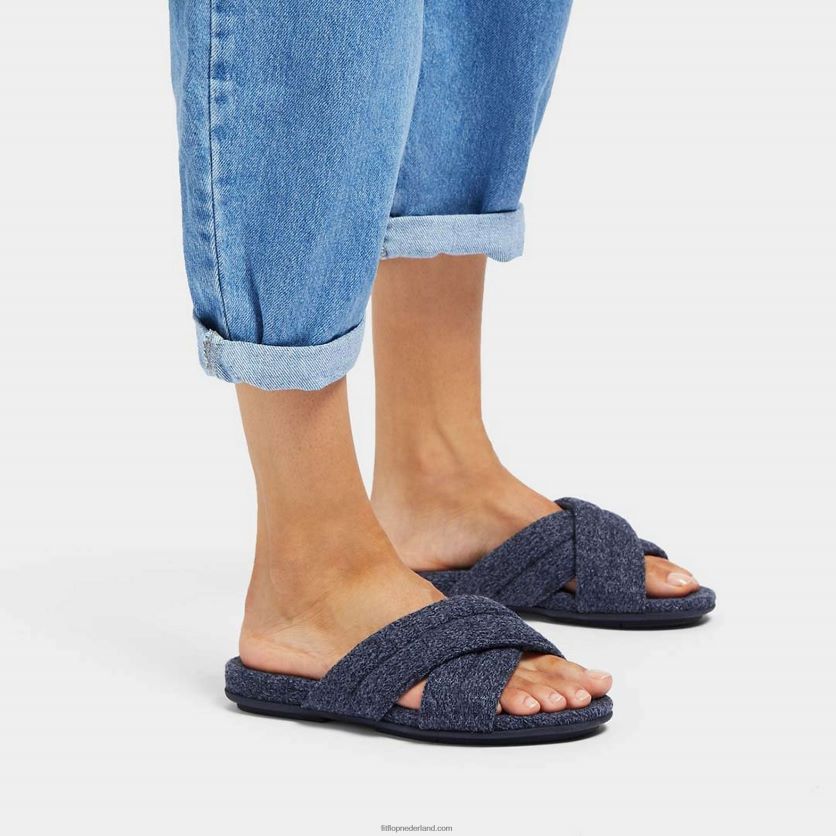 gracie e01 gekruiste sledes van merinowolmix vrouwen Fitflop F4BXJ8332 middernacht marine