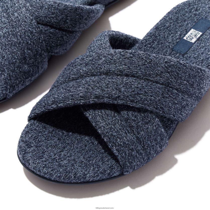 gracie e01 gekruiste sledes van merinowolmix vrouwen Fitflop F4BXJ8332 middernacht marine