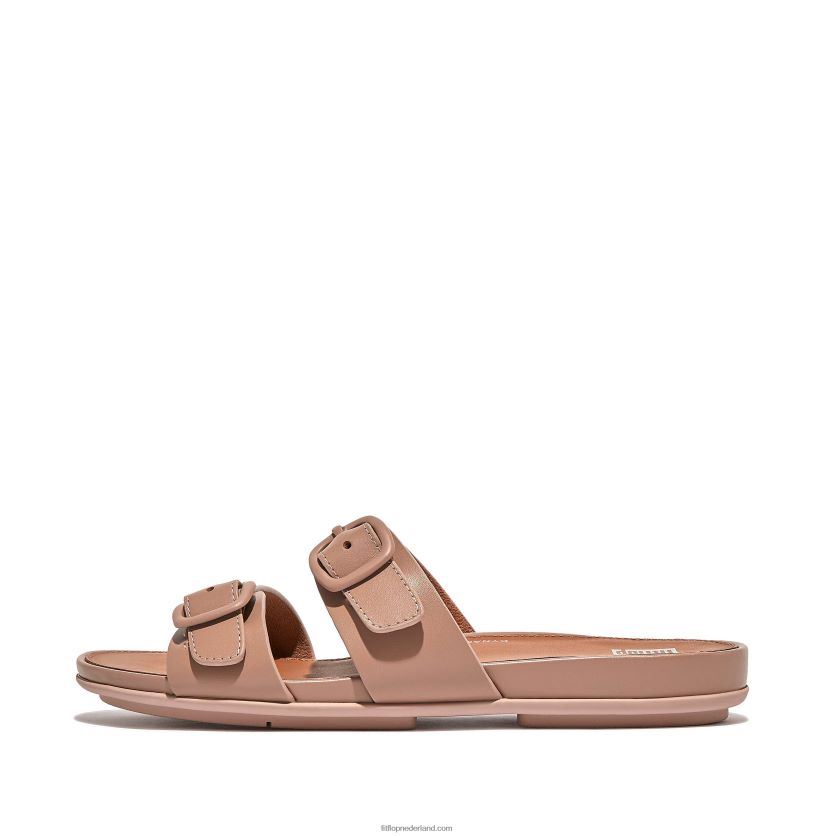 gracie gesp twee-bar lederen dia's vrouwen Fitflop F4BXJ880 beige