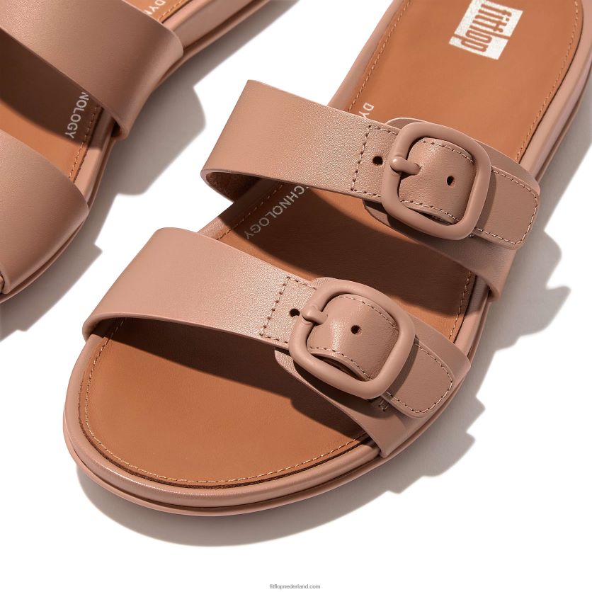 gracie gesp twee-bar lederen dia\'s vrouwen Fitflop F4BXJ880 beige