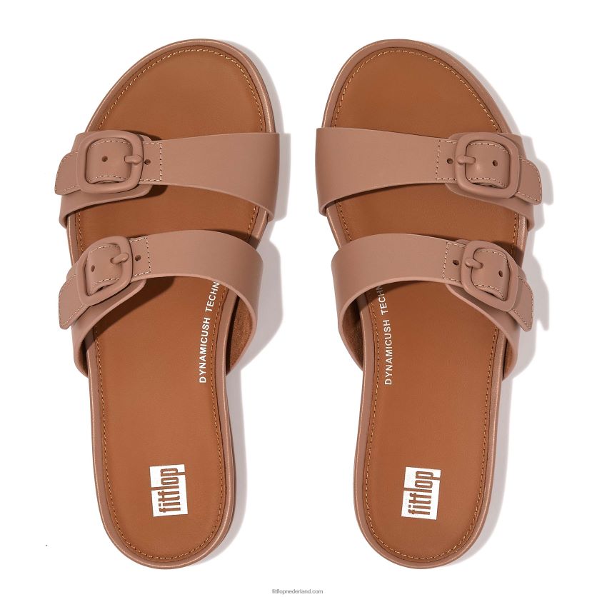 gracie gesp twee-bar lederen dia\'s vrouwen Fitflop F4BXJ880 beige