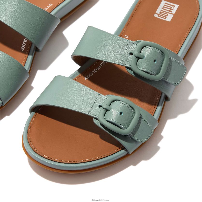 gracie gesp twee-bar lederen dia\'s vrouwen Fitflop F4BXJ885 koel blauw
