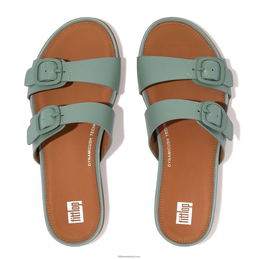 gracie gesp twee-bar lederen dia\'s vrouwen Fitflop F4BXJ885 koel blauw