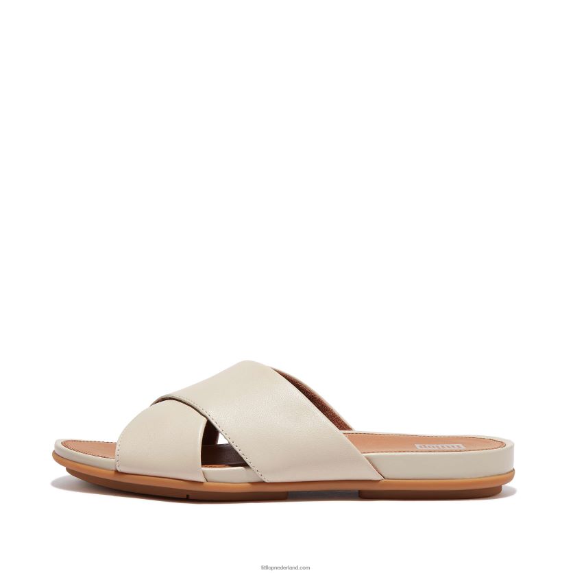 gracie leren kruisslippers vrouwen Fitflop F4BXJ8194 steenbeige