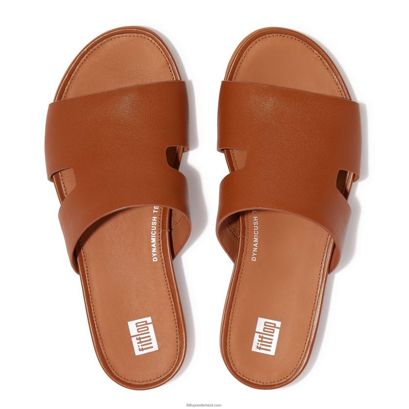gracie leren slippers met teenstuk vrouwen Fitflop F4BXJ8142 lichte tint