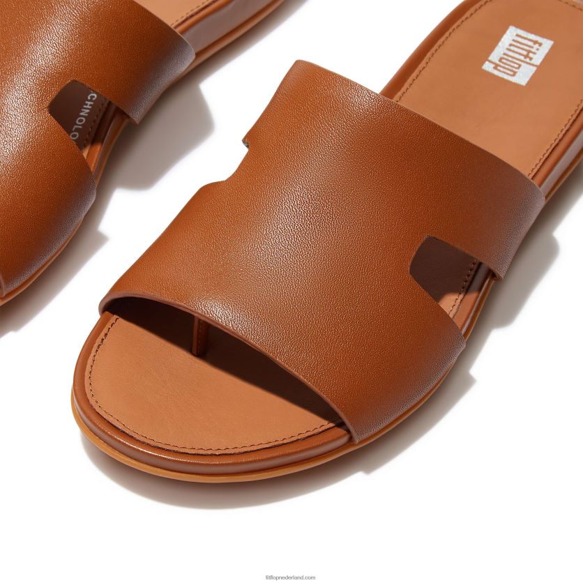 gracie leren slippers met teenstuk vrouwen Fitflop F4BXJ8142 lichte tint