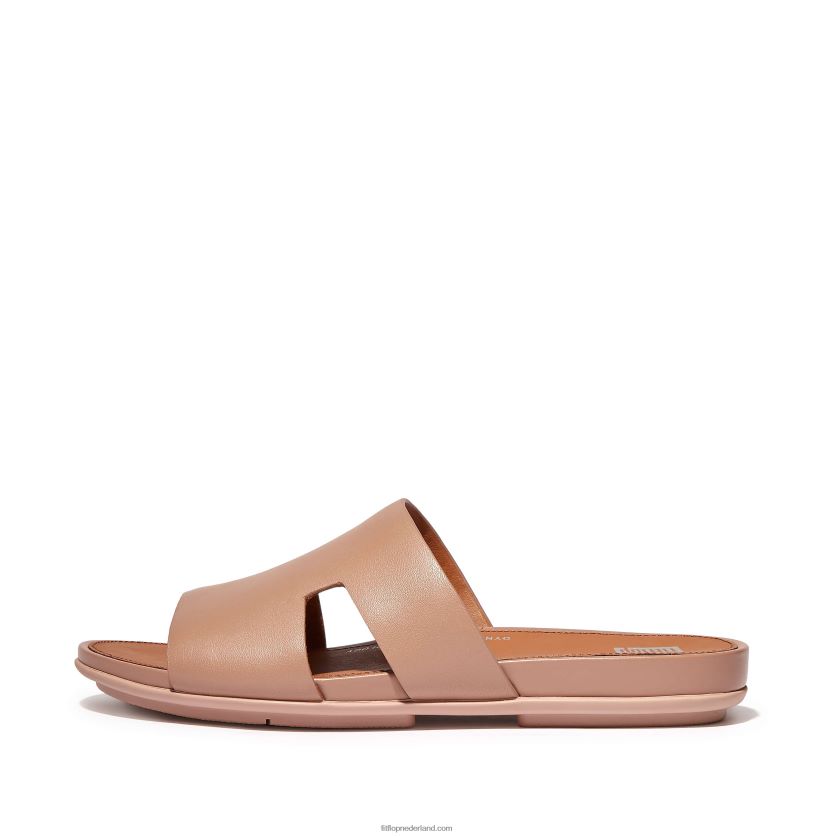 gracie leren slippers met teenstuk vrouwen Fitflop F4BXJ8143 beige