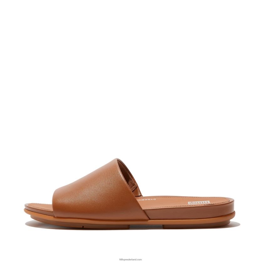 gracieus leren glijbanen vrouwen Fitflop F4BXJ8195 lichte tint