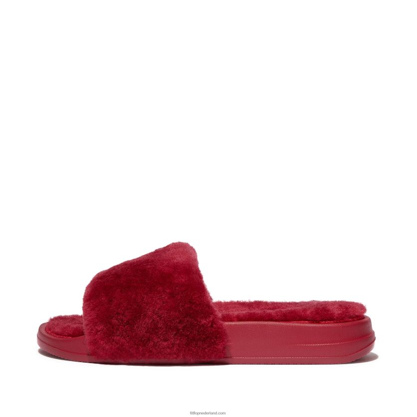 iqushion shearling glijbanen vrouwen Fitflop F4BXJ8316 rijk rood