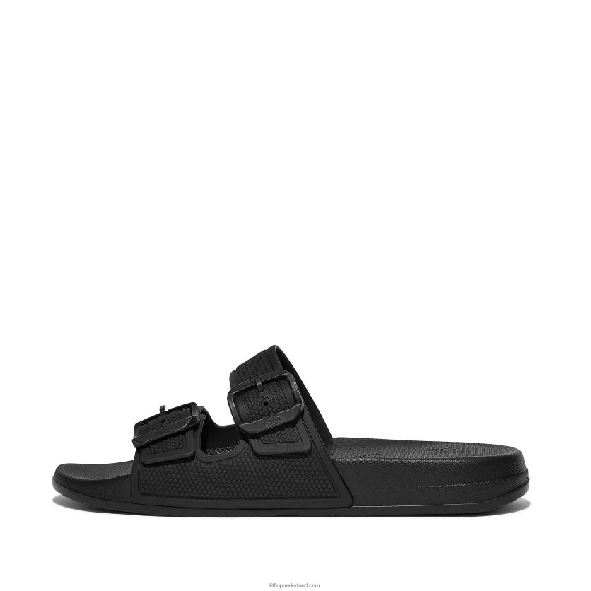 iqushion twee-bar gesp dia's vrouwen Fitflop F4BXJ886 helemaal zwart
