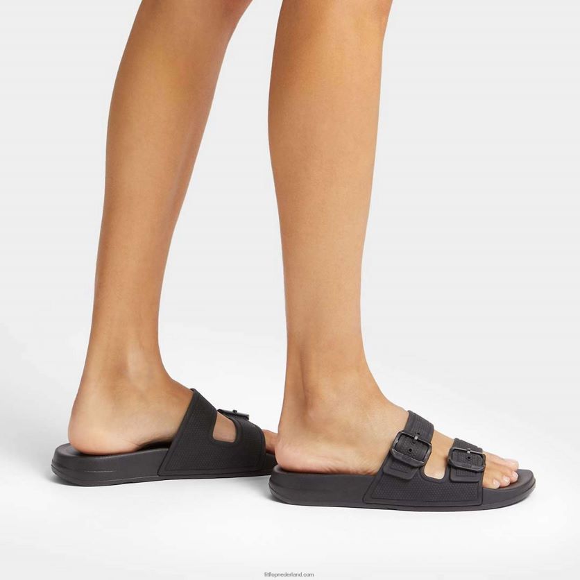 iqushion twee-bar gesp dia\'s vrouwen Fitflop F4BXJ886 helemaal zwart