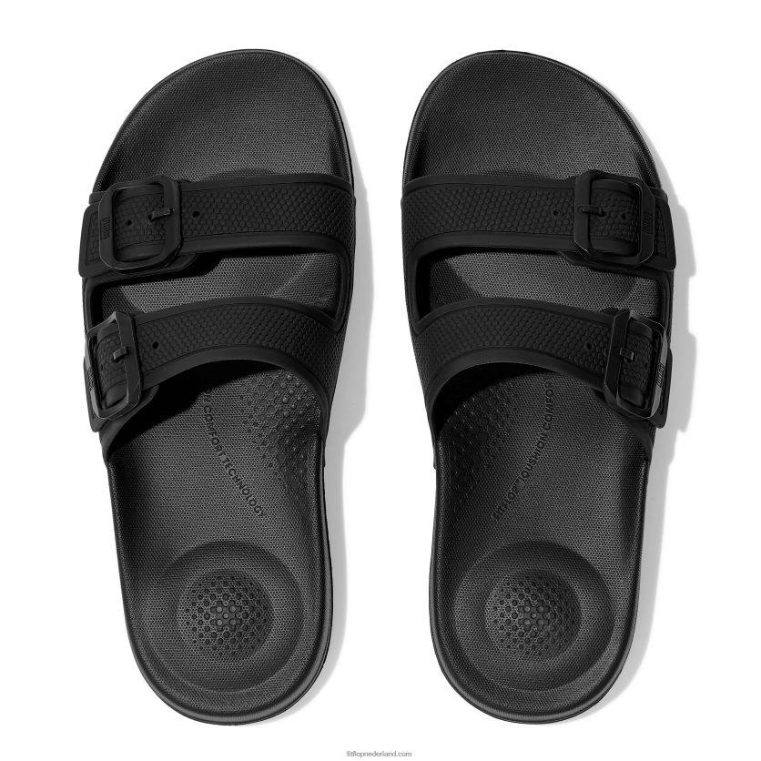 iqushion twee-bar gesp dia\'s vrouwen Fitflop F4BXJ886 helemaal zwart