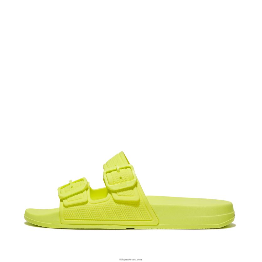 iqushion twee-bar gesp dia's vrouwen Fitflop F4BXJ887 elektrisch geel