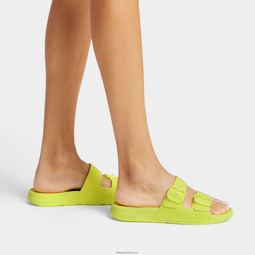 iqushion twee-bar gesp dia\'s vrouwen Fitflop F4BXJ887 elektrisch geel