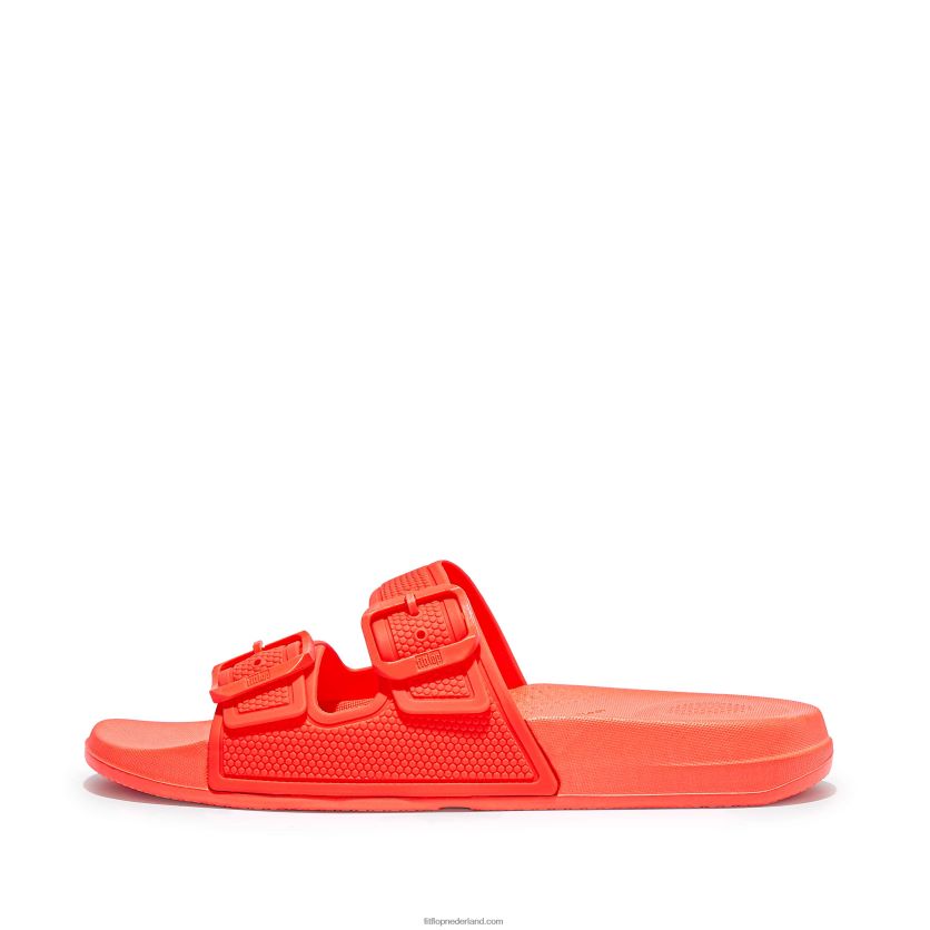 iqushion twee-bar gesp dia's vrouwen Fitflop F4BXJ888 neon-oranje