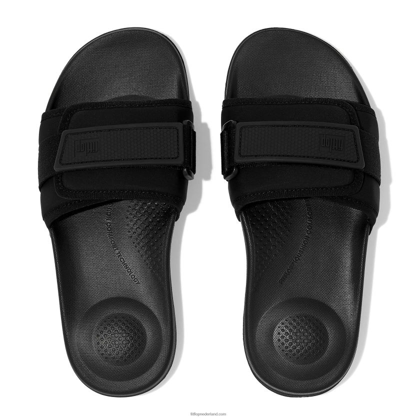 iqushion verstelbare waterbestendige dia\'s vrouwen Fitflop F4BXJ8108 helemaal zwart