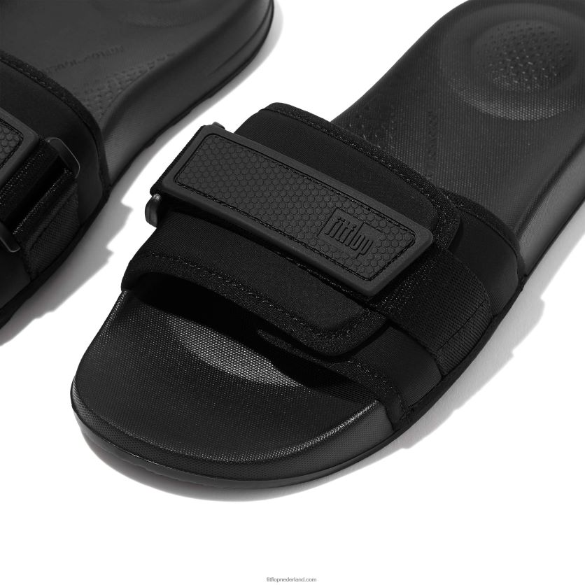 iqushion verstelbare waterbestendige dia\'s vrouwen Fitflop F4BXJ8108 helemaal zwart