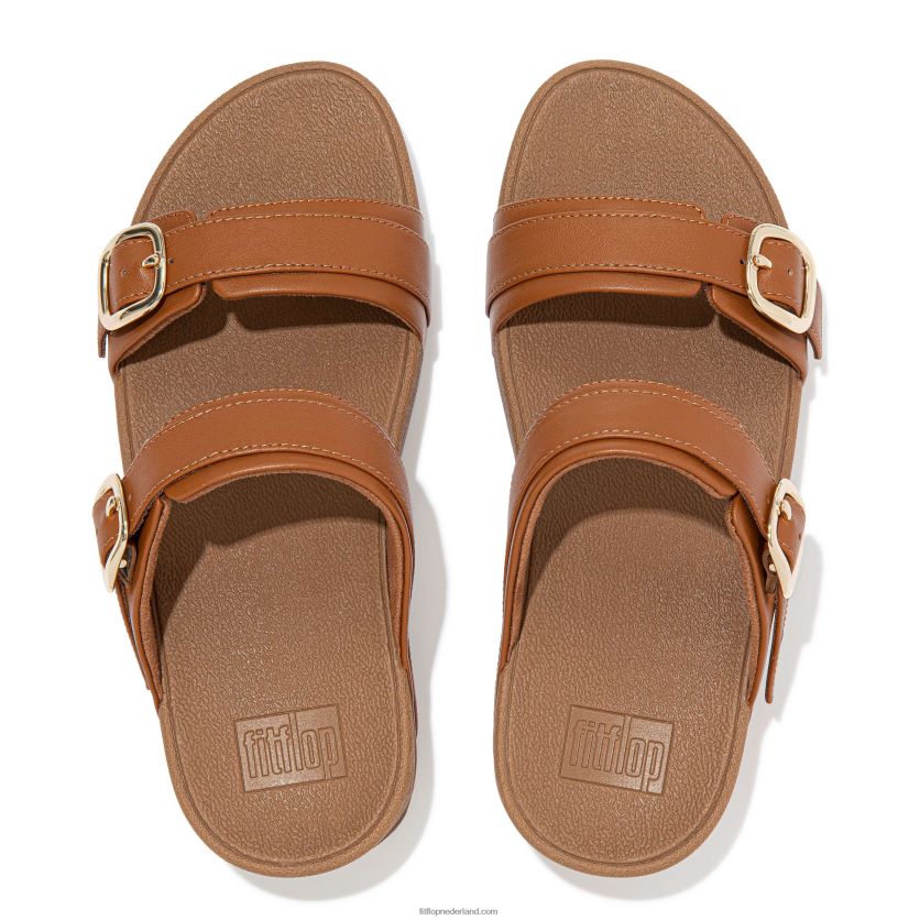 lulu verstelbare lederen dia\'s vrouwen Fitflop F4BXJ8100 lichte tint
