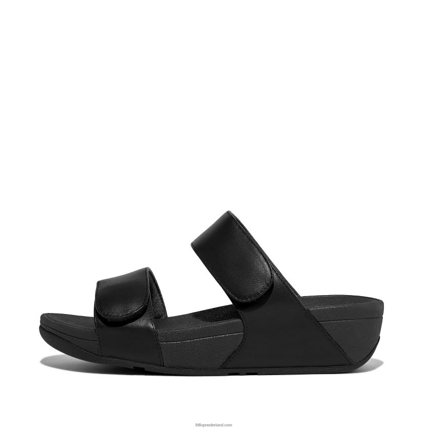 lulu verstelbare lederen dia's vrouwen Fitflop F4BXJ8102 helemaal zwart