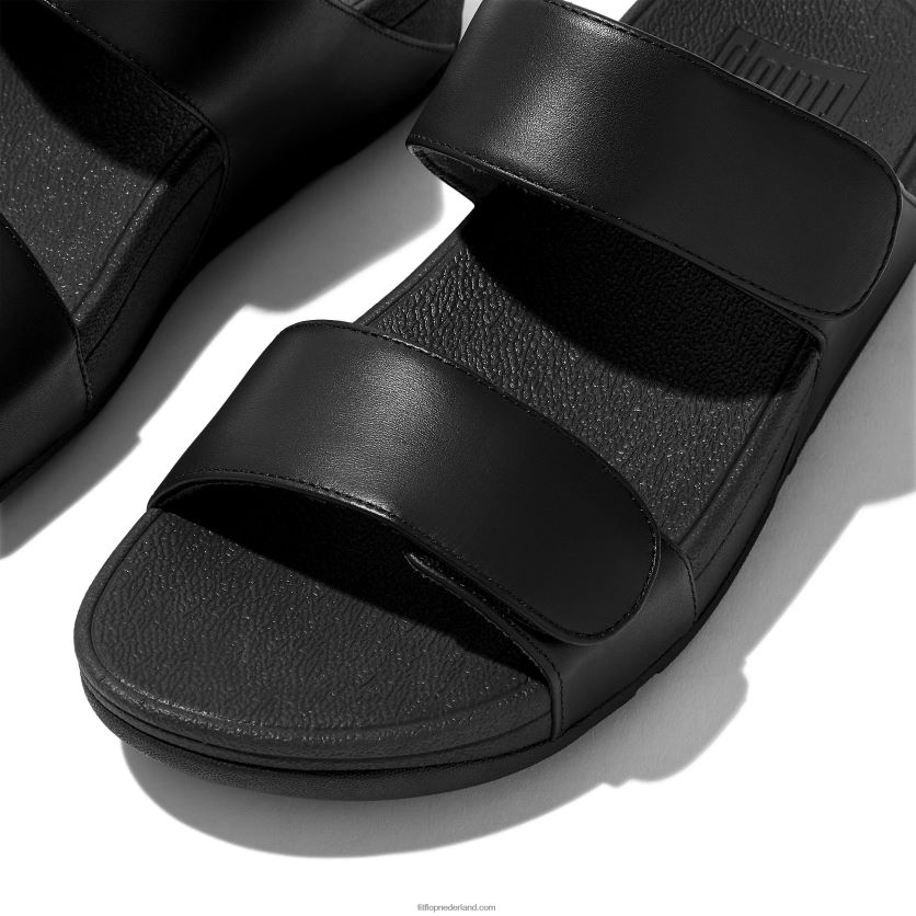 lulu verstelbare lederen dia\'s vrouwen Fitflop F4BXJ8102 helemaal zwart