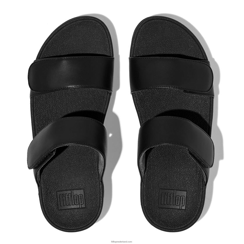 lulu verstelbare lederen dia\'s vrouwen Fitflop F4BXJ8102 helemaal zwart