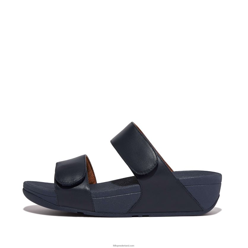 lulu verstelbare lederen dia's vrouwen Fitflop F4BXJ8104 middernacht marine
