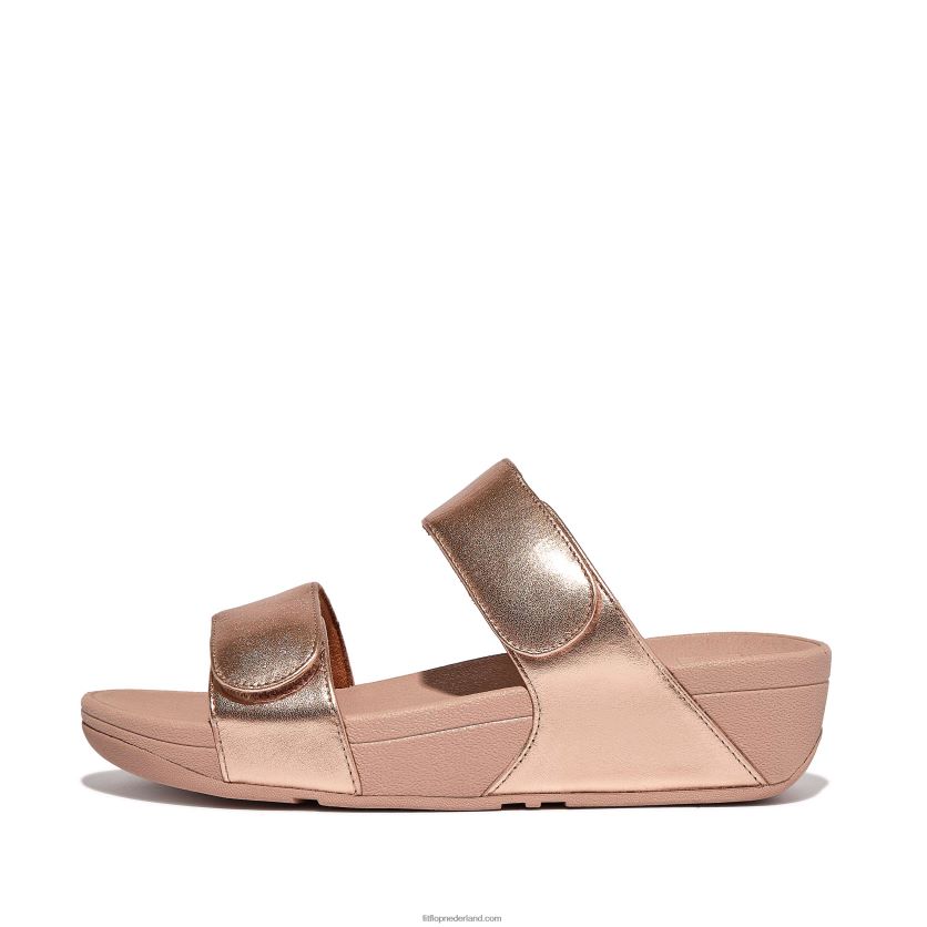 lulu verstelbare lederen dia's vrouwen Fitflop F4BXJ8106 rosé goud