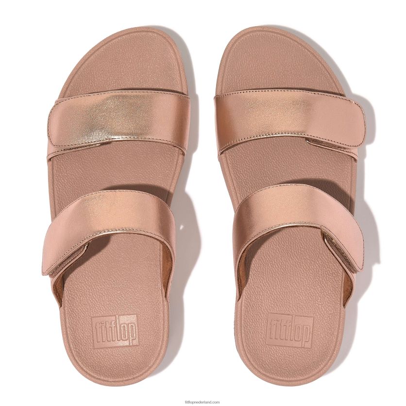 lulu verstelbare lederen dia\'s vrouwen Fitflop F4BXJ8106 rosé goud