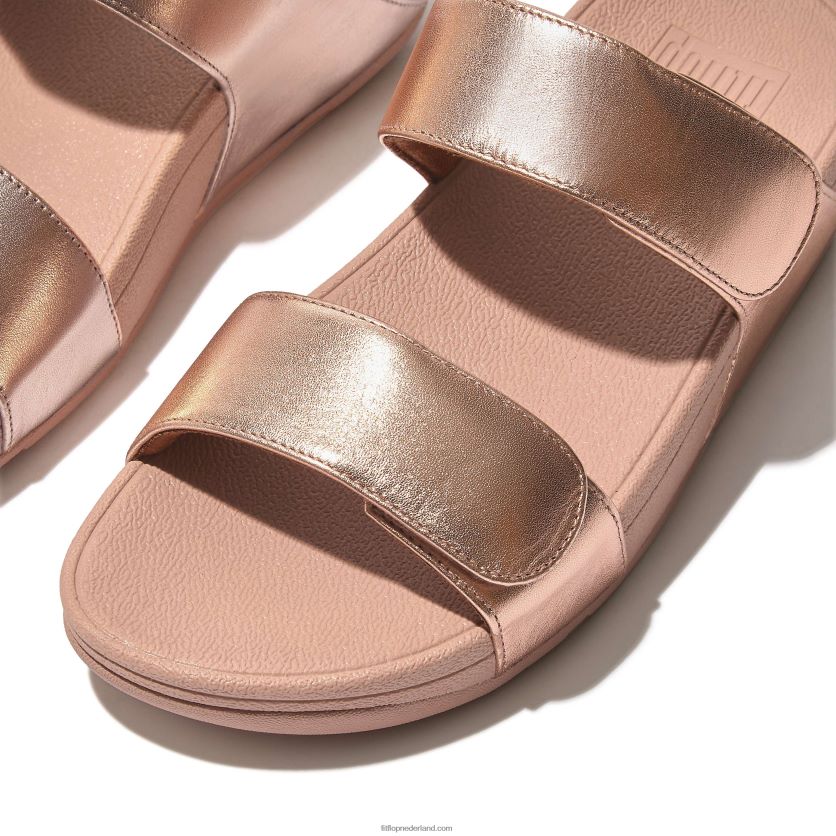 lulu verstelbare lederen dia\'s vrouwen Fitflop F4BXJ8106 rosé goud