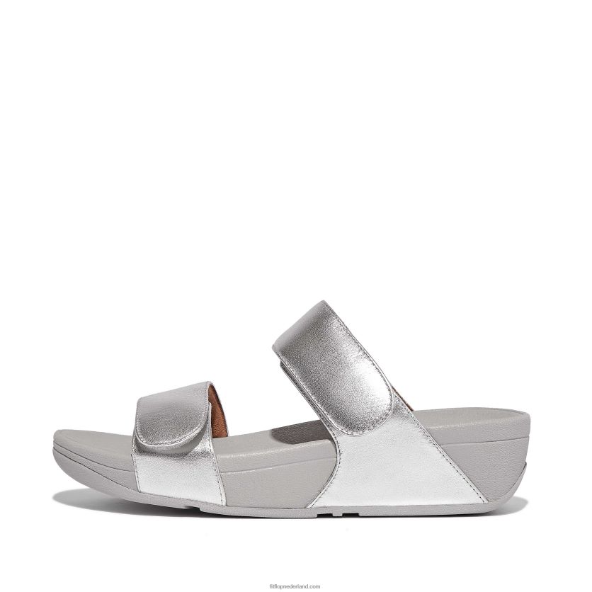lulu verstelbare lederen dia's vrouwen Fitflop F4BXJ8124 zilver
