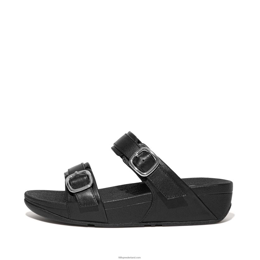 lulu verstelbare lederen dia's vrouwen Fitflop F4BXJ899 helemaal zwart