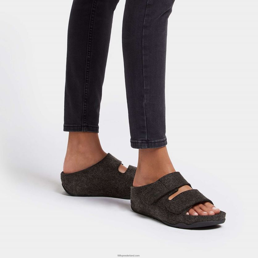 shuv e01 verstelbare viltglijbanen met twee staven vrouwen Fitflop F4BXJ896 helemaal zwart